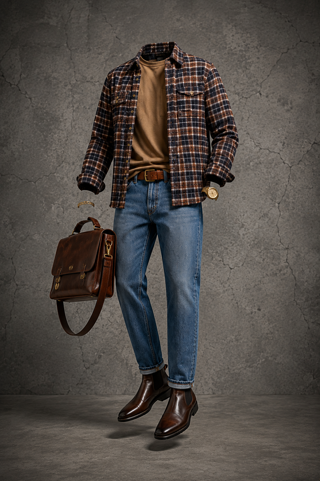Outfit 53: The Brown Flannel Over-shirt Outfit That Never Goes Out of Style